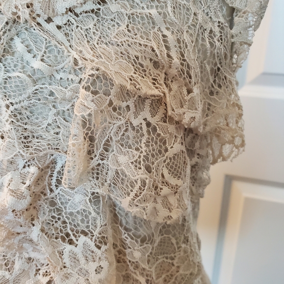 Express Cream Ruffled Asymmetrical Tank Top - Picture 2 of 3